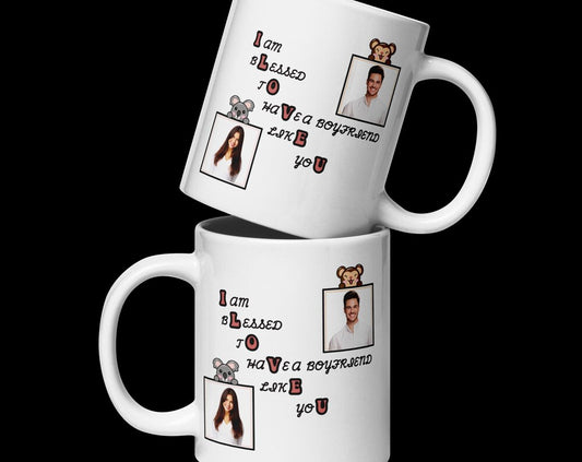 ILOVEU Mug Personalized Photo Glossy White Coffee Mug Gift for Boyfriend