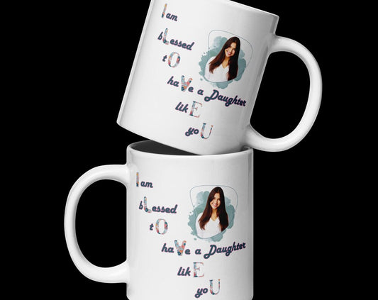 ILOVEU Personalized Photo Mug Gift for Daughter - White Glossy Mug Gift for Her