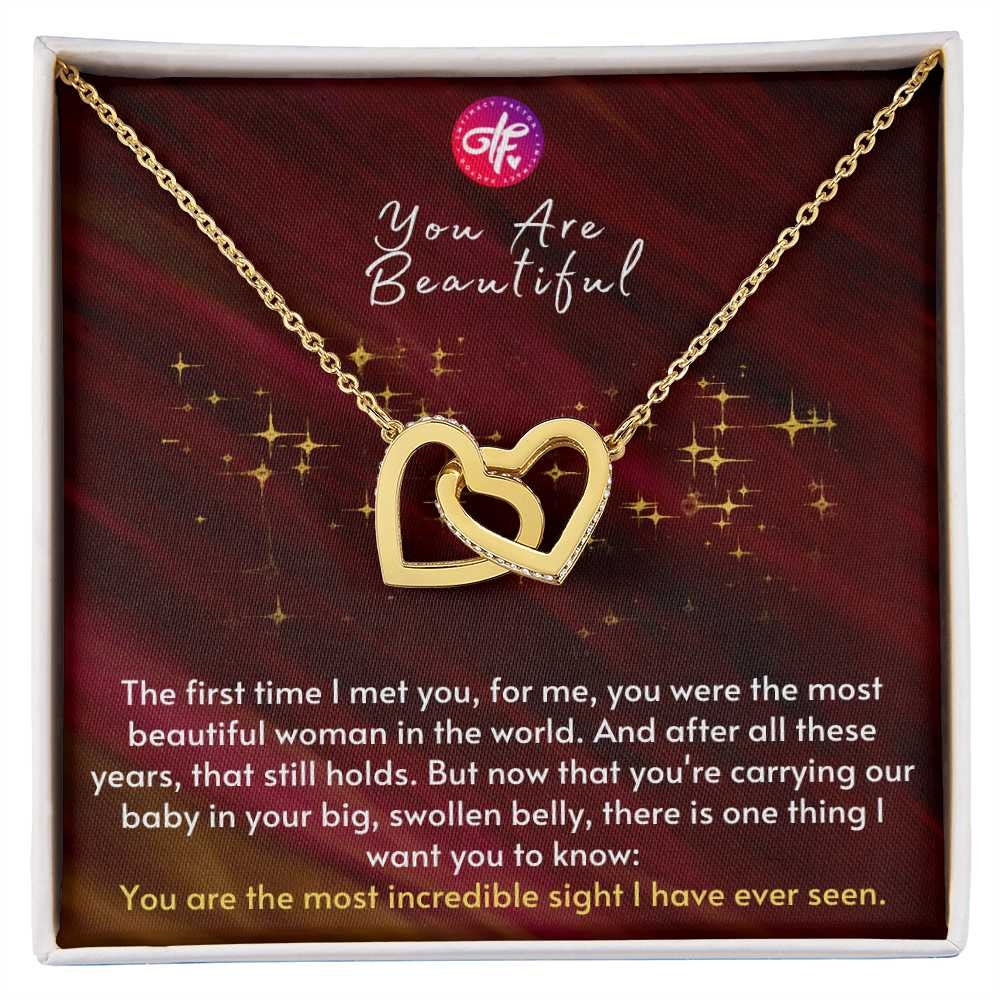 You Are Beautiful - Best Gift For Pregnant Wife From Husband - First Time Mom Maternity Baby Shower Gift Necklace