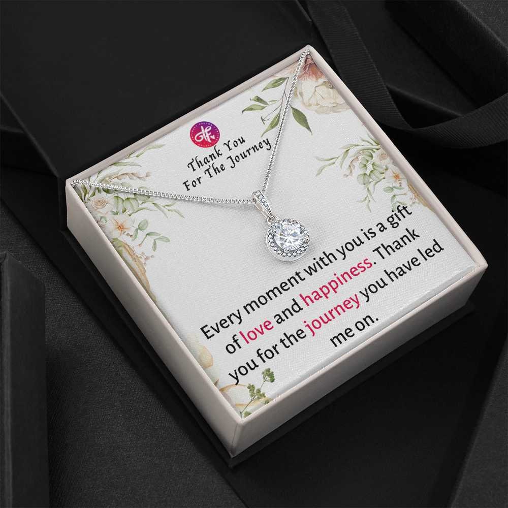 Thank You For The Journey - Best Message Card with Necklace Jewelry Gift For Wife for Her Birthday or Wedding Anniversary From Husband