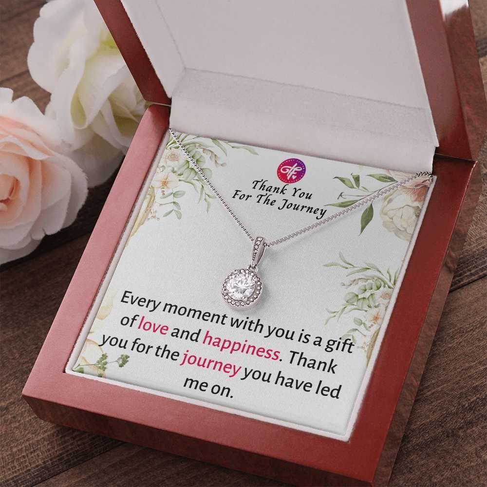 Thank You For The Journey - Best Message Card with Necklace Jewelry Gift For Wife for Her Birthday or Wedding Anniversary From Husband