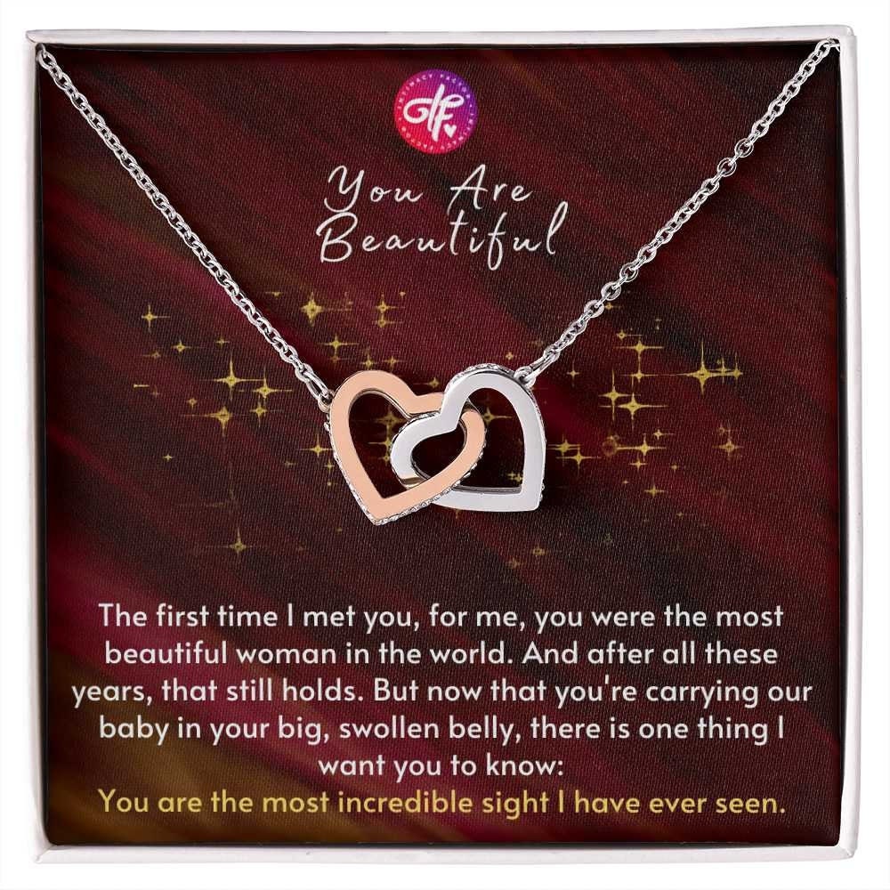 You Are Beautiful - Best Gift For Pregnant Wife From Husband - First Time Mom Maternity Baby Shower Gift Necklace