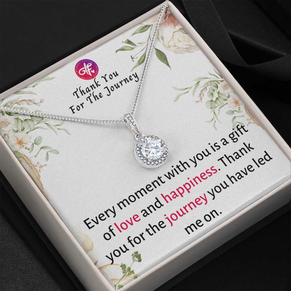 Thank You For The Journey - Best Message Card with Necklace Jewelry Gift For Wife for Her Birthday or Wedding Anniversary From Husband