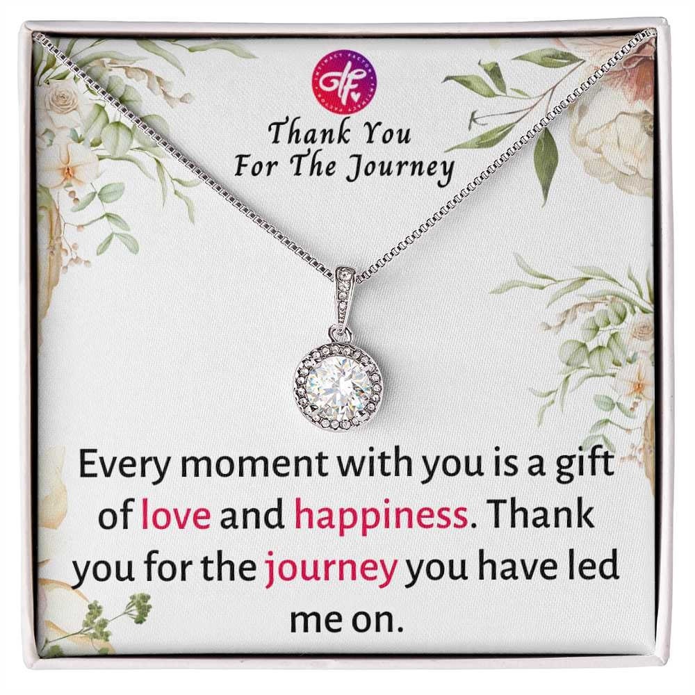 Thank You For The Journey - Best Message Card with Necklace Jewelry Gift For Wife for Her Birthday or Wedding Anniversary From Husband