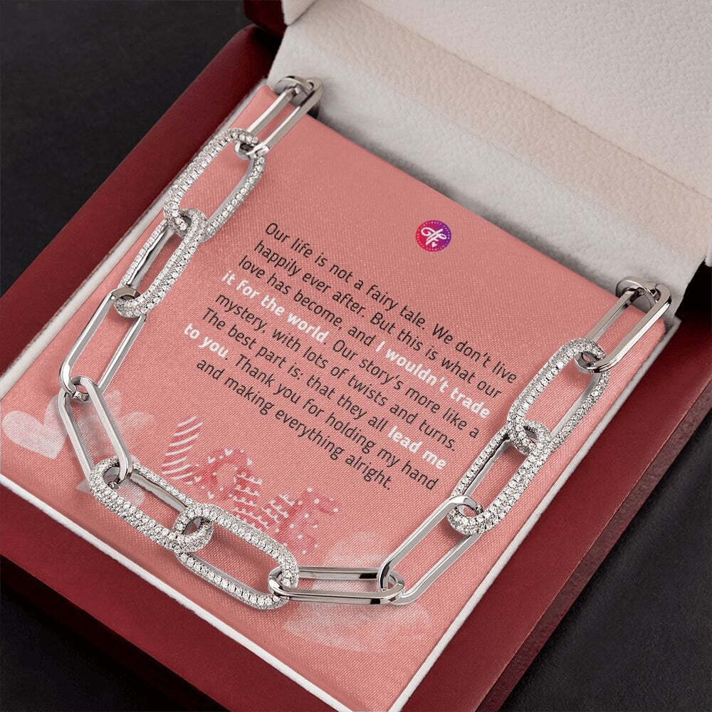 Jewelry Message Gift from Husband, Thoughtful Gift, Message Card Necklace for Wife Present, Chain Link Necklace To My Wife Gift, Sentimental