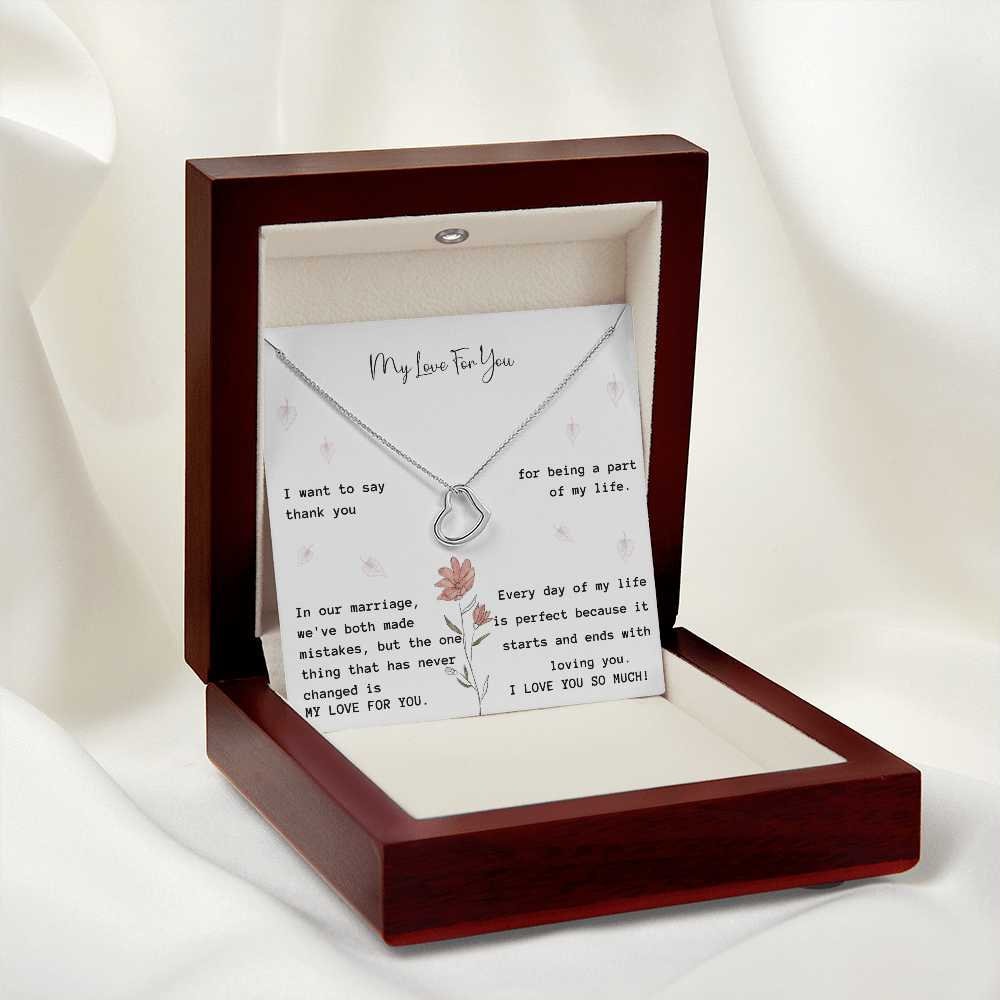 My Love For You - Delicate Heart Necklace For My Wife - Anniversary Gift From Husband