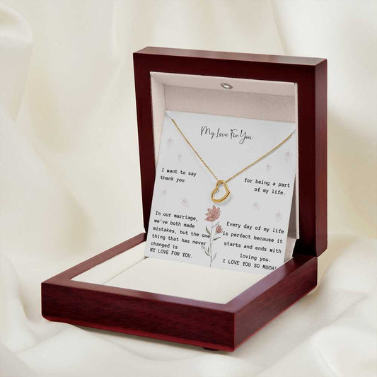 My Love For You - Delicate Heart Necklace For My Wife - Anniversary Gift From Husband