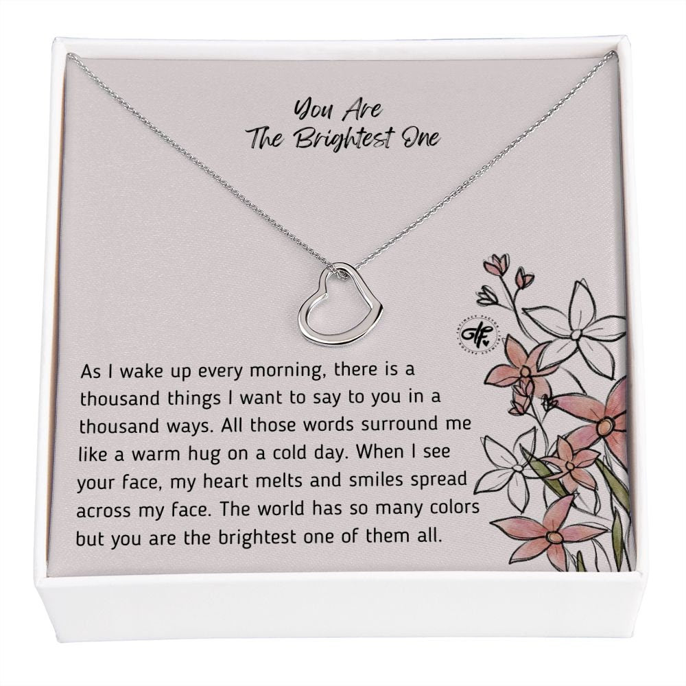 You Are The Brightest One - For My Wife Wedding Anniversary - Minimalist Heart Pendant Necklace Gift From Husband