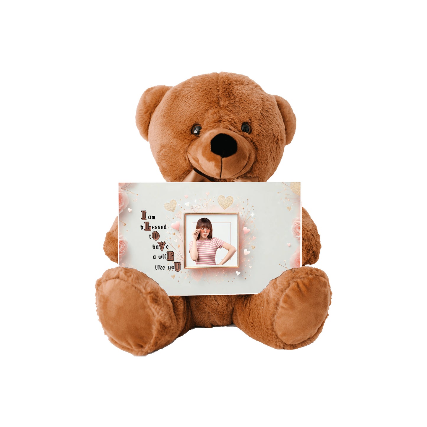 ILOVEU Personalized Teddy Bear with Sign - Gift For Wife with Minimalist Design