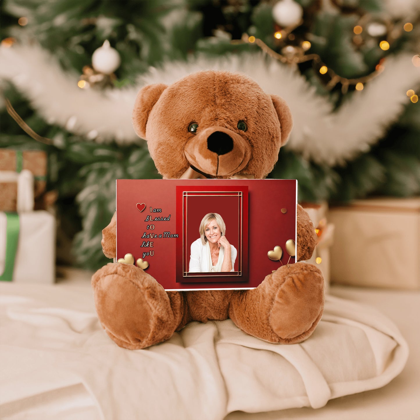 ILOVEU Personalized Teddy Bear with Sign - Gift For Mom