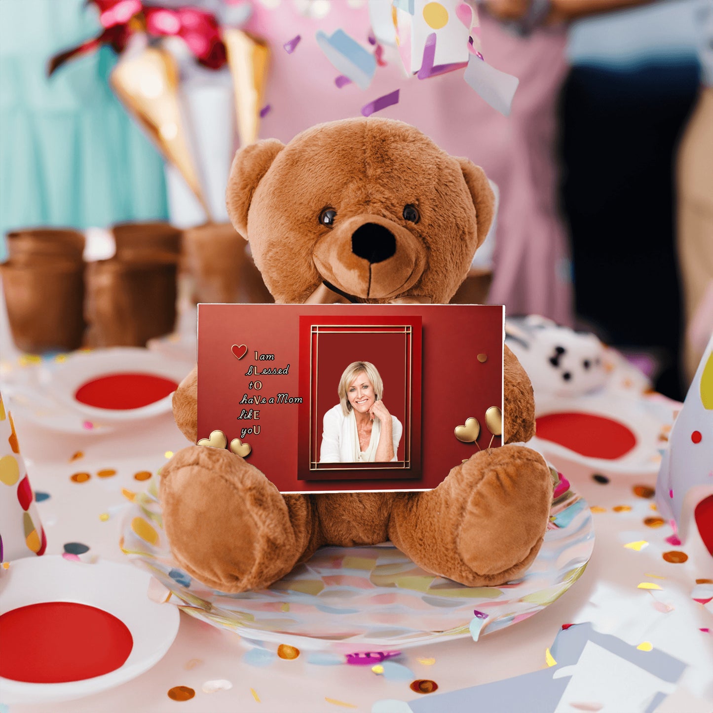 ILOVEU Personalized Teddy Bear with Sign - Gift For Mom