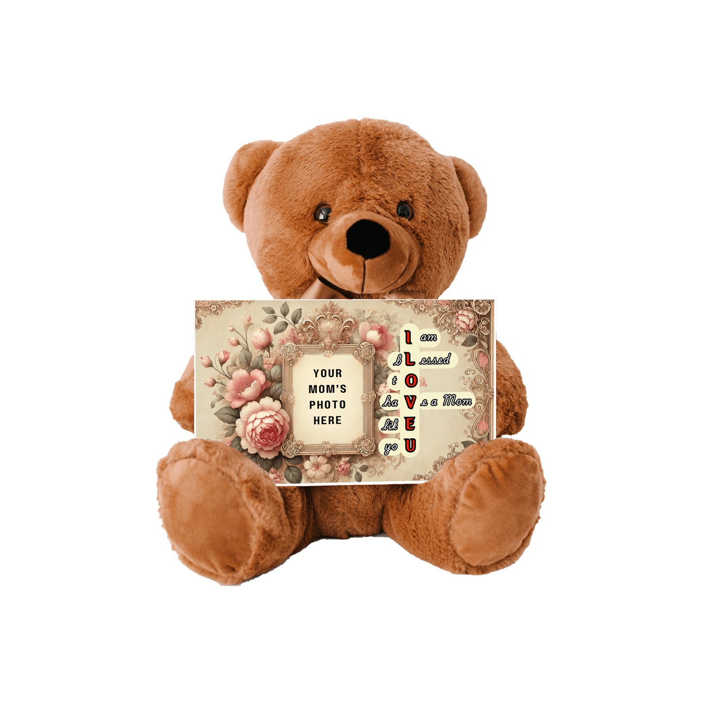 ILOVEU Personalized Teddy Bear with Sign - Gifts For Mom with Vintage Design Custom Photo