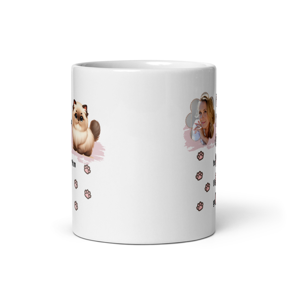 ILOVEU Personalized Gift for Wife -  Custom Photo Mug with Cute Cat Design - White Glossy Mug