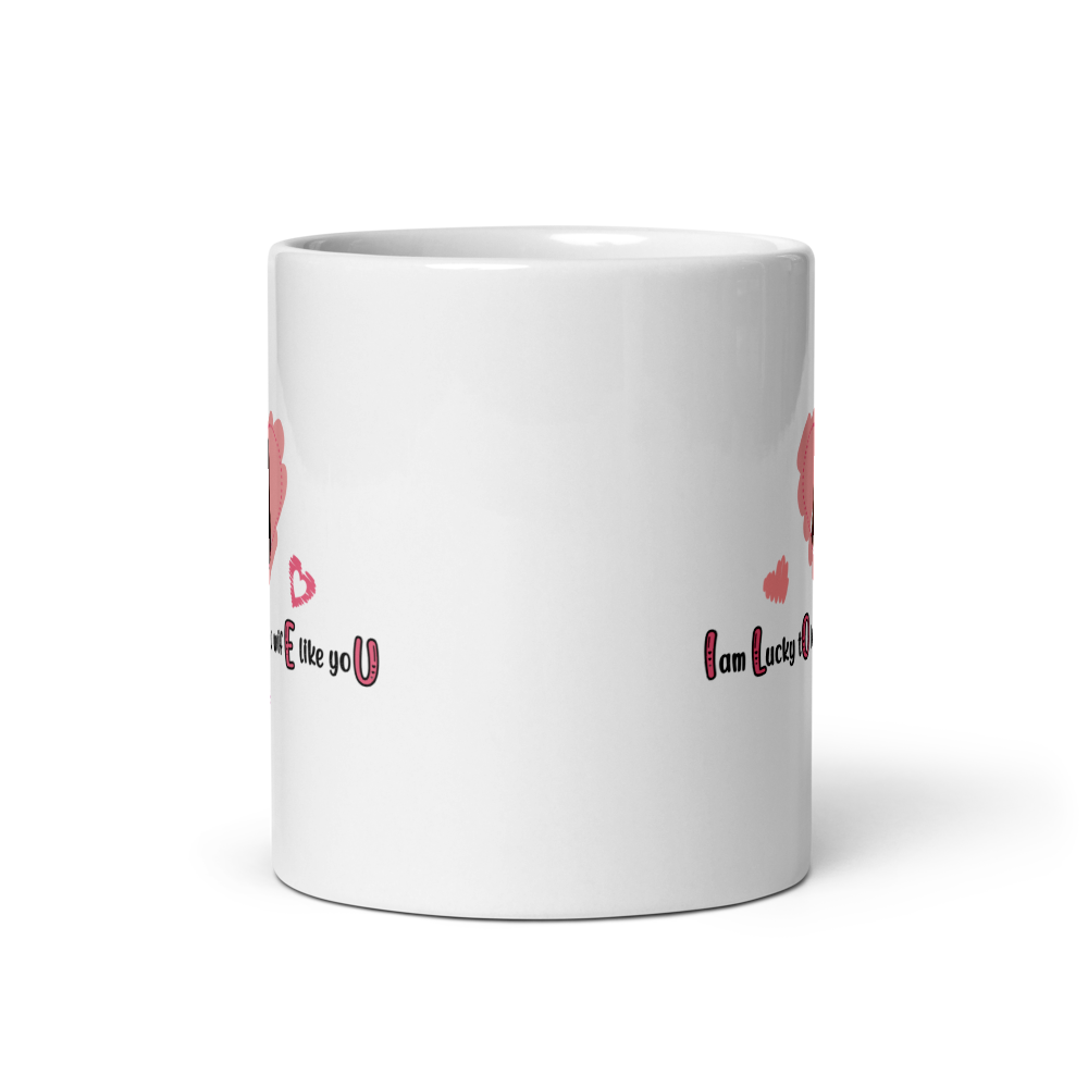 ILOVEU White Glosy Mug - Gift for Wife - Personalized Photo Mug with Heart Design